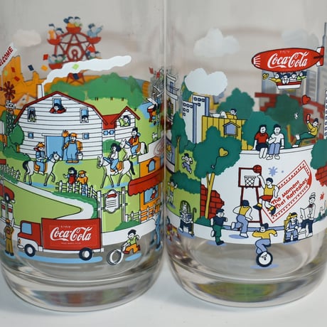 USED "COCA COLA" GLASS CUP SET