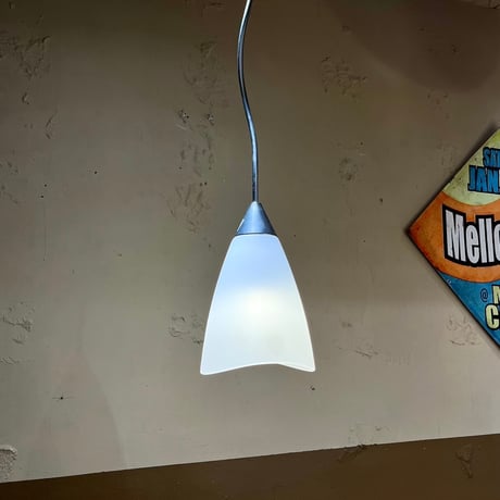 JAPAN USED GLASS & STAINLESS SHADE PENDANT LAMP