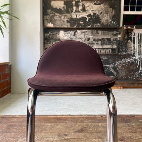 USED IRON LEG FABRIC STACKING CARRY CHAIR
