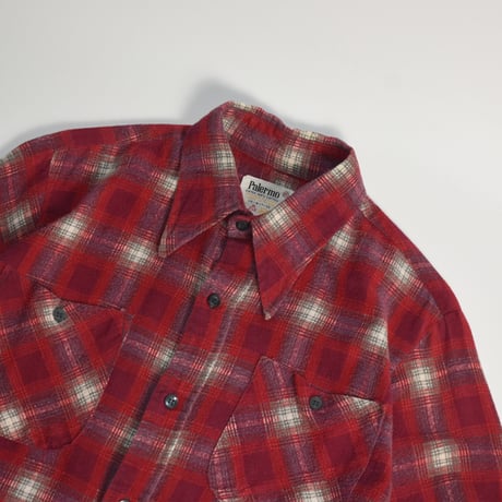 USED 70'S "PALERMO" PLAID FRANNEL L/S SHIRT