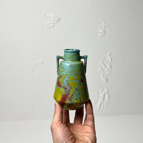 USED MARBLING CERAMIC FLOWER VASE