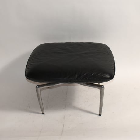 USED "LINK" IRON LEG LEATHER OTTOMAN