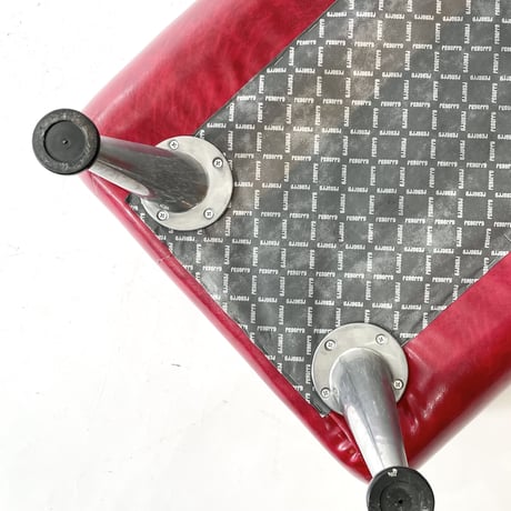 USED "PROCEED" IRON LEG VINYL LEATHER OTTOMAN