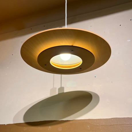 JAPAN USED WOOD & METAL SHADE PENDANT LAMP