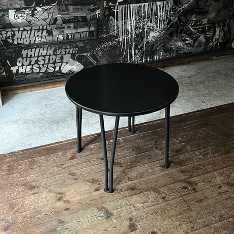 JAPAN USED IRON LEG DINING ROUND TABLE