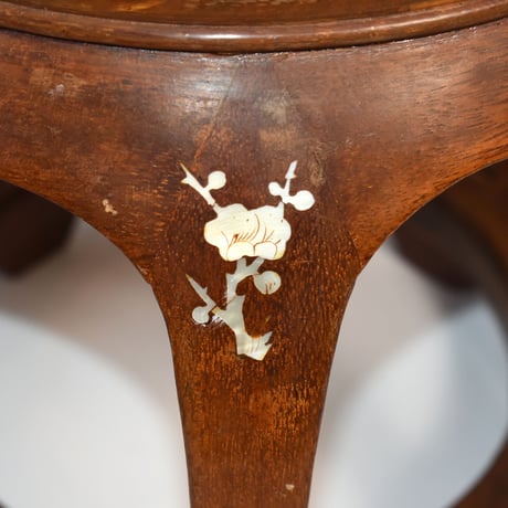 MOTHER OF PEARL WOODEN DRUM STOOL