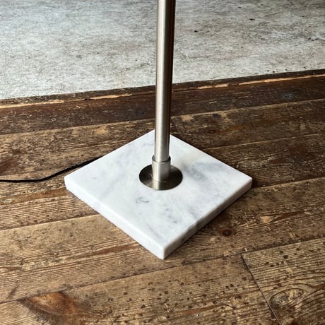 USED STAINLESS & MARBLE FRAME FABRIC SHADE FLOOR LAMP