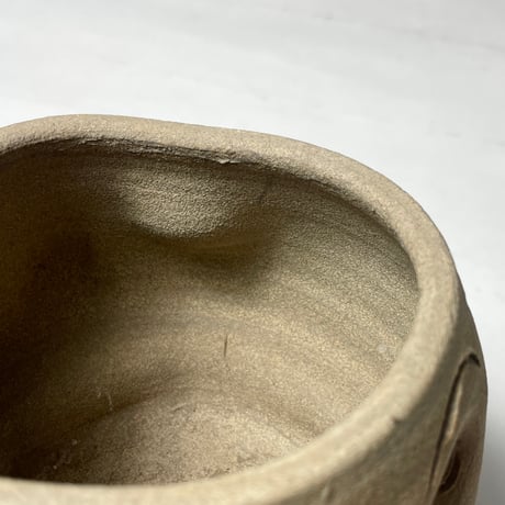 USED HANDMADE CERAMIC FACE PLANTER