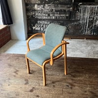 JAPAN USED “ITOKI” WOODEN FRAME FABRIC ARM CHAIR