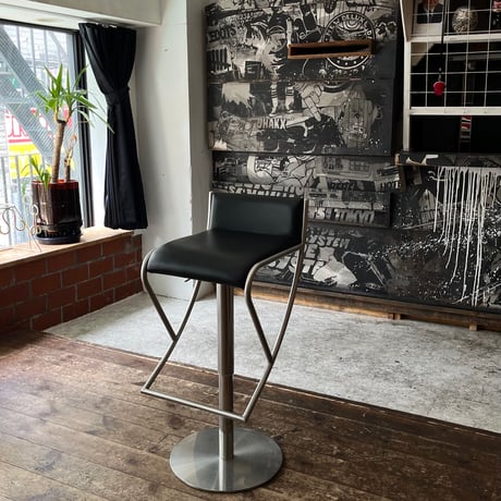 USED IRON LEG VINYL LEATHER COUNTER CHAIR