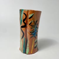 USED HAND PAINTED FLOWER VASE
