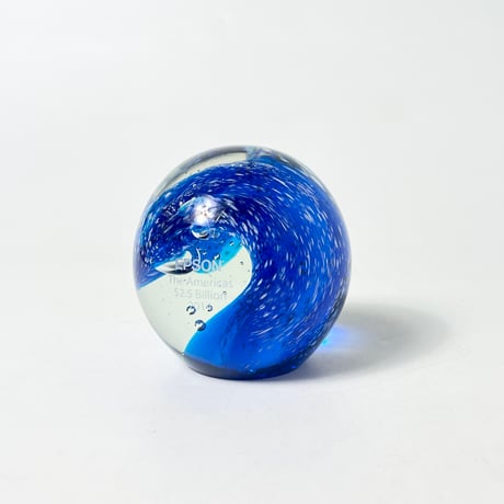USED GLASS BLUE WAVE BALL FIGURINE