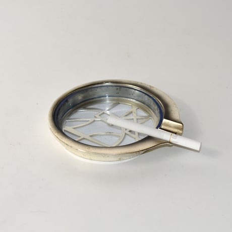 USED IRON FLAME GLASS ASHTRAY