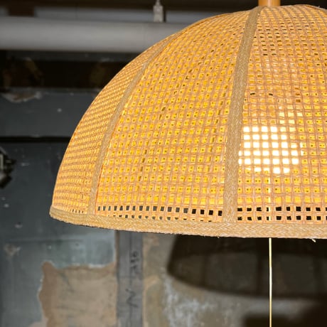 JAPAN USED RATTAN SHADE PENDANT LAMP