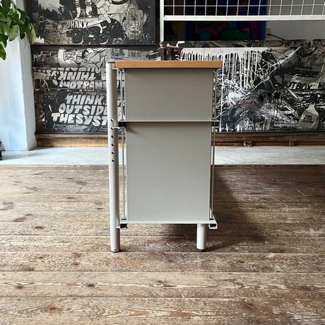 USED “HERMAN MILLER” IRON FRAME WOODEN TOP BOARD SIDEBOARD