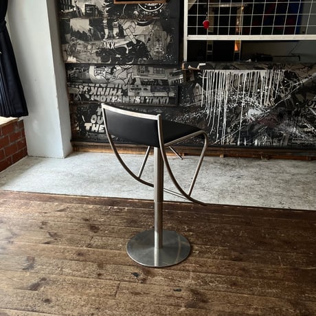 USED IRON LEG VINYL LEATHER COUNTER CHAIR
