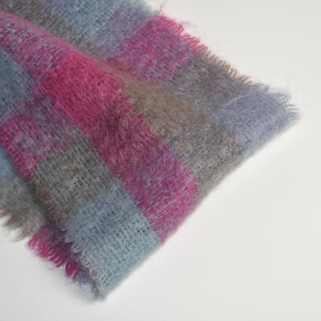 USED "FOXFORD" PLAID MOHAIR MUFFLER