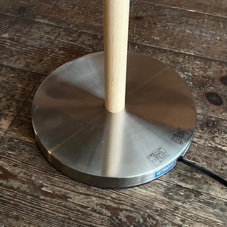 JAPAN USED WOODEN & STAINLESS FRAME FABRIC SHADE FLOOR LAMP