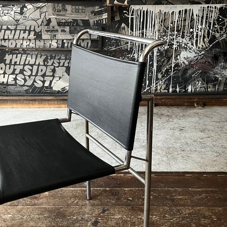 USED STEEL FRAME VINYL LEATHER CHAIR