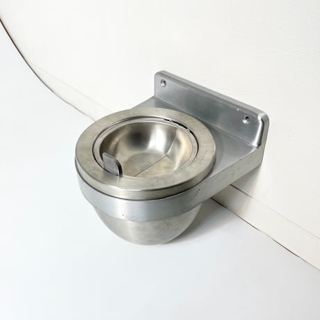 VINTAGE STAINLESS STEEL WALL MOUNT ASHTRAY