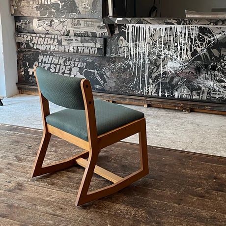 VINTAGE 70’S WOODEN FRAME FABRIC ROCKING CHAIR