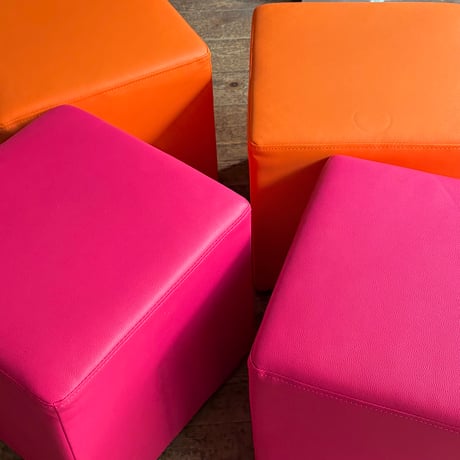 USED VINYL LEATHER CUBE STOOL