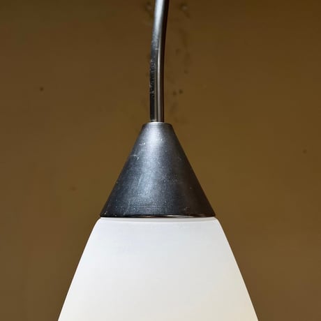 JAPAN USED GLASS & STAINLESS SHADE PENDANT LAMP