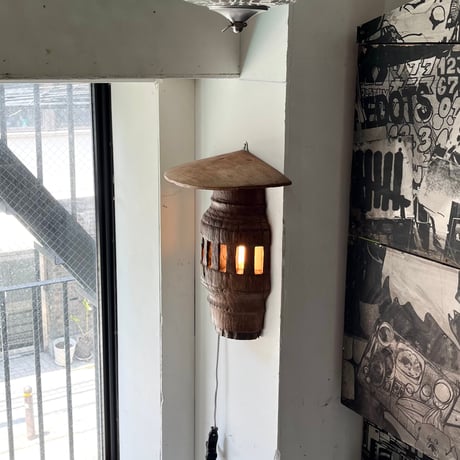 USED WOODEN WALL LAMP