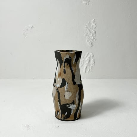 USED HANDMADE MARBLE CERAMIC FLOWER VASE