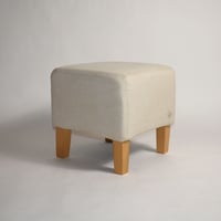 USED WOODEN LEG FABRIC STOOL