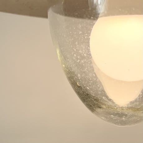 VINTAGE 30'S ALUMINUM & GLASS SHADE PENDANT LAMP