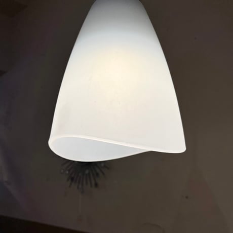 JAPAN USED GLASS & STAINLESS SHADE PENDANT LAMP