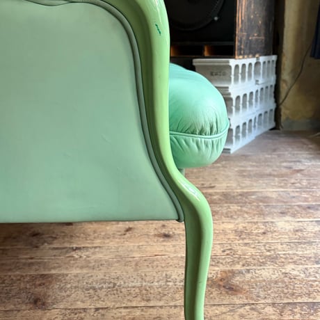 USED WOODEN FRAME VINYL LEATHER 2P SOFA