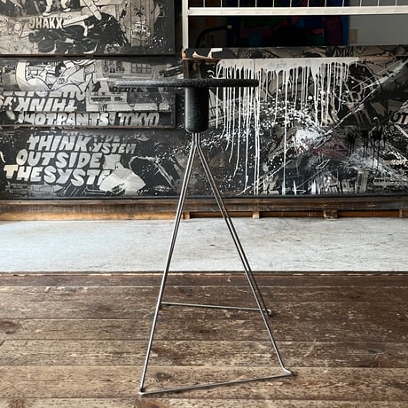 JAPAN USED “PUFF” WOODEN & STEEL LEG SIDE TABLE