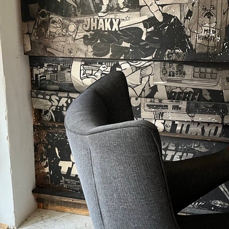 USED WOODEN FRAME FABRIC EASY CHAIR
