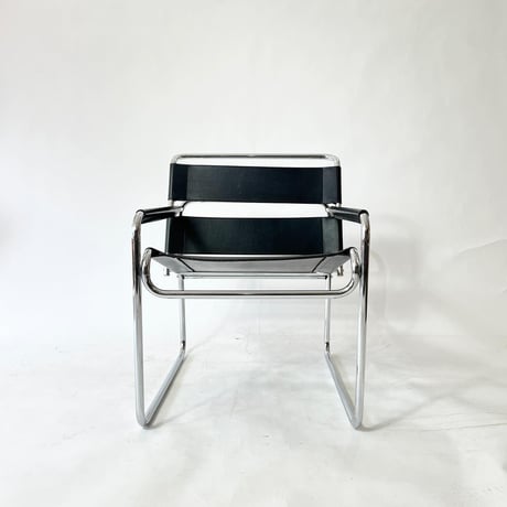 VINTAGE 70-80'S LEATHER CHROME FLAME LOUNGE CHAIR