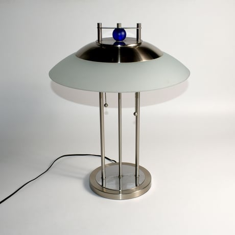 USED IRON & GLASS TABLE LAMP