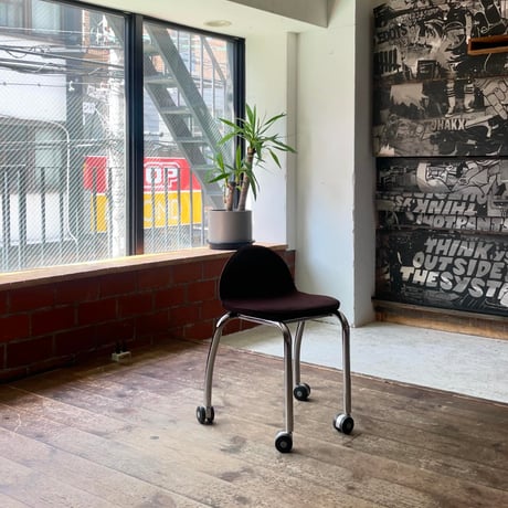 USED IRON LEG FABRIC STACKING CARRY CHAIR