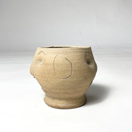 USED HANDMADE CERAMIC FACE PLANTER