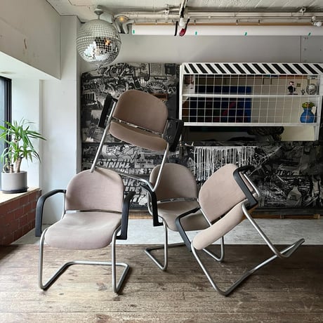 USED 80'S "MAUSER" FABRIC ARM CHAIR DESIGNED BY JURGEN LANGE