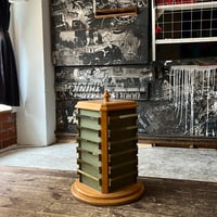 USED WOODEN & IRON ROTATING DISPLAY SHELF