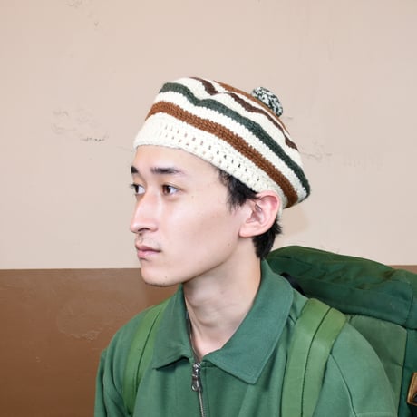 COMFORTABLE REASON "Stripe Tam O'Shanter Hat"