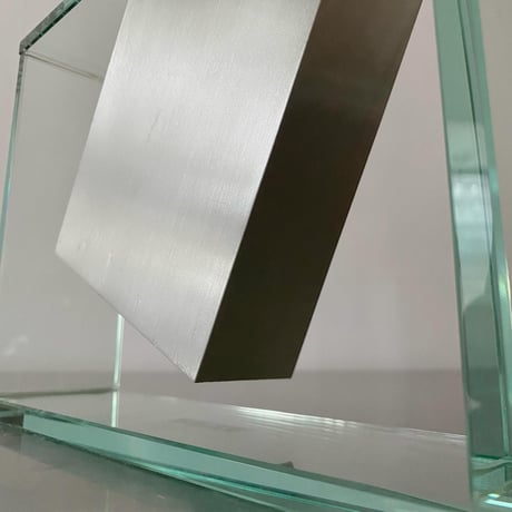 USED GLASS AND STAINLESS FLOWER VASE