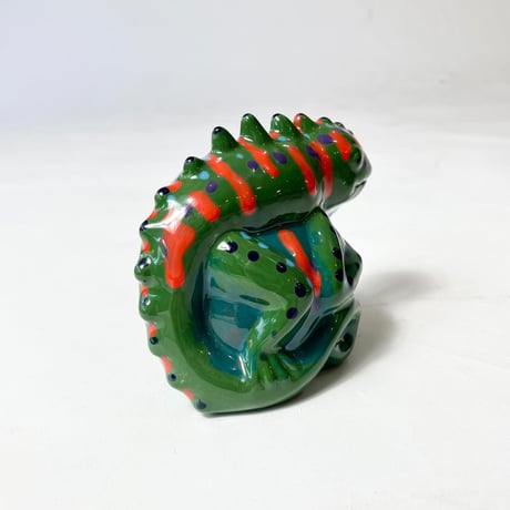 USED HANDMADE CERAMIC CHAMELEON STATUE