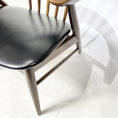 JAPAN VINTAGE 70'S "ASAHI" WOODEN VINYL LEATHER CHAIR