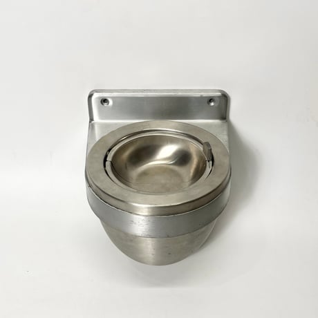 VINTAGE STAINLESS STEEL WALL MOUNT ASHTRAY