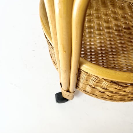 USED BAMBOO & RATTAN CARRY LAUNDRY SHELF