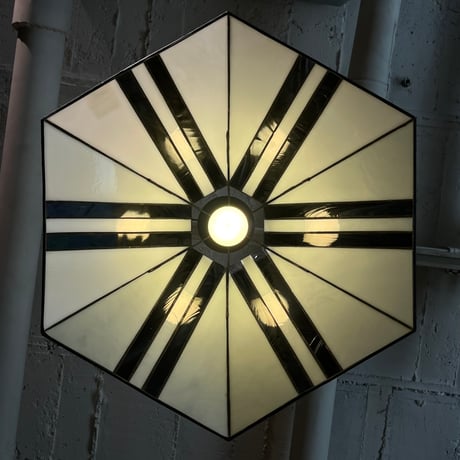 USED HANDMADE STAINED GLASS SHADE PENDANT LAMP
