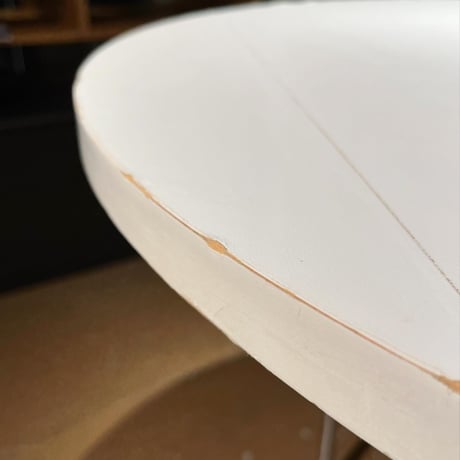 USED STAINLESS LEG WOODEN TOP BOARD DINNING TABLE