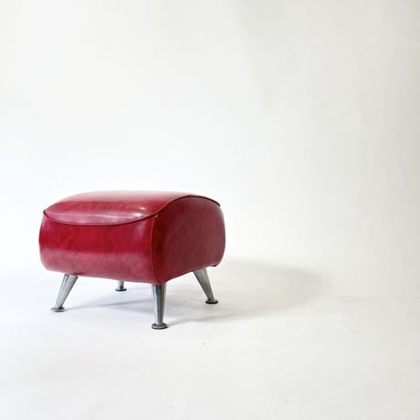 USED "PROCEED" IRON LEG VINYL LEATHER OTTOMAN
